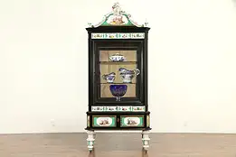 Cabinet of Curiosities Curio Cabinet or Vitrine, Meissen Porcelain Mounts #32045