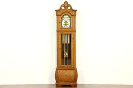 Grandfather Tall Case Vintage Clock, Westminster Chime, Hermle #30261