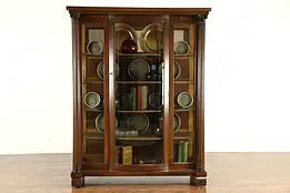 Oak Antique Curved Glass China or Curio Cabinet, Fluted Columns #30743