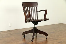 Swivel Adjustable Oak 1915 Antique Desk Chair #31419