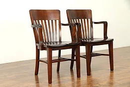 Pair of Antique 1910 Banker, Office or Library Chairs #31356