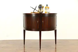 Demilune Half Round Vintage Hall Console Cabinet, Sunburst Top  #32056