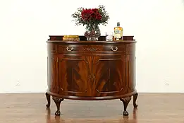 Georgian Style Demilune Half Round Mahogany Hall Console Cabinet #31784