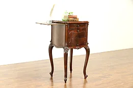 French Antique Rosewood Nightstand, Commode, Pedestal, Red Marble #30944