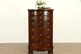 Victorian Antique Curly Tiger Maple Lingerie or Collector Chest #32177