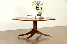 Traditional Oval Banded Mahogany Vintage Coffee Table, Ethan Allen #32194