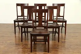 Set of 6 Arts & Crafts Mission Oak Antique Craftsman Dining Chairs #32309