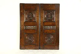 Pair Architectural Salvage Brittany French Chestnut Panels or Doors #32346