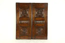 Pair Architectural Salvage Brittany French Chestnut Panels or Doors #32346