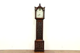 Georgian Scottish 1810 Antique Oak Grandfather Tall Case Quartz Clock #32380