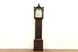 Georgian Scottish 1810 Antique Oak Grandfather Tall Case Quartz Clock #32380