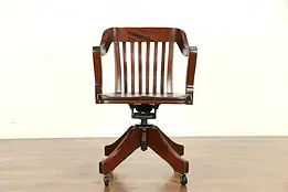 Mahogany Antique 1925 Swivel Adjustable Desk Chair, Crocker Sheboygan #32408