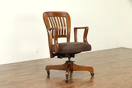 Midcentury Modern Vintage Swivel Adjustable Desk Chair, New Leather #32492