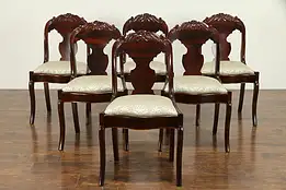 Set of 6 Antique 1825 Empire  Mahogany Dining Chairs, New Upholstery #32617