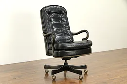 Traditional Leather Swivel Adjustable Vintage Desk Chair, Signed Classic #32706