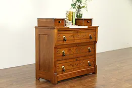 Victorian Eastlake Antique Chest or Dresser, Walnut & Marble #32753