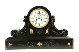 French Antique Victorian Large Marble Open Escapement Mantel Clock #32780