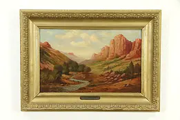 Rojo y Verde Pais, Mojave CA, Antique Oil Painting, Taylor #32853