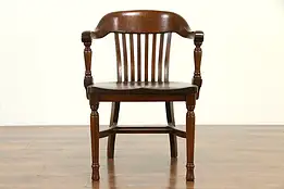 Oak Quarter Sawn Antique Banker, Office or Library Desk Chair, Welch  #32874