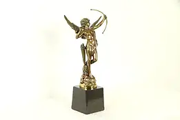 Cupid Statue Bronze or Brass Vintage Sculpture on Marble Base #32883