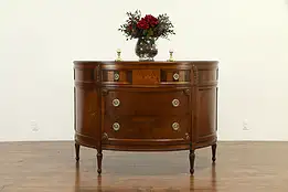 Demilune Half Round Antique Console or Chest, Secret Drawer #32940