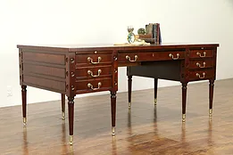 Traditional Mahogany Vintage Library Desk, File Drawer, Signed Myrtle #32944