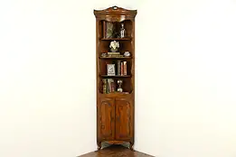 Italian Vintage Hand Carved Fruitwood Corner Cupboard or Cabinet #32947