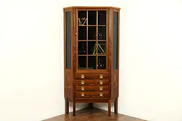 Midcentury Modern Vintage Rosewood Lighted Corner Cabinet, Signed Norway #32990