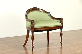 French Design Antique Boudoir Chair or Vanity Bench, New Upholstery #33020