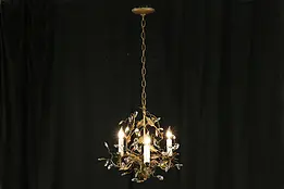 Wrought Iron & Crystal 3 Candle Vintage Chandelier #33054