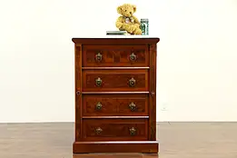 Victorian Antique 1880 Walnut & Burl Side Lock Chest, Marble Top #33089