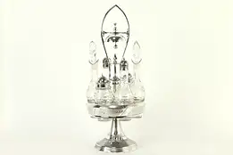 Victorian Antique Silverplate Condiment Castor Set, Servant Bell Pat 1874 #33120