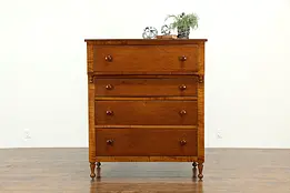 Empire Antique New England Cherry & Curly Tiger Maple Chest or Dresser #33246
