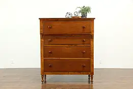 Empire Antique New England Cherry & Curly Tiger Maple Chest or Dresser #33246