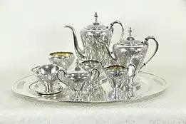 Wilcox International Silverplate Paisley Antique 8 Pc Coffee & Tea Set #33179