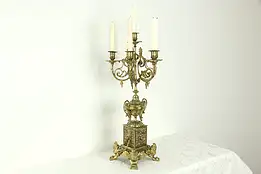 Victorian Antique Brass Candelabra, Lion Heads & Paws #33206