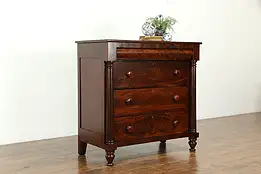 Empire Antique 1835 Mahogany Chest or Dresser, Columns #33223