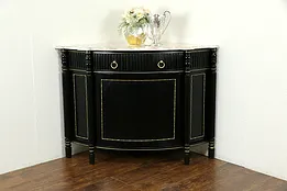English Vintage Black & Gold Corner Cabinet, Marble #33338