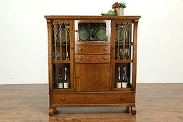 Quartersawn Oak Empire Antique China Cabinet or Bookcase #33353
