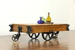 Industrial Salvage Antique Cart, Coffee Table, Signed Francis IN #33373