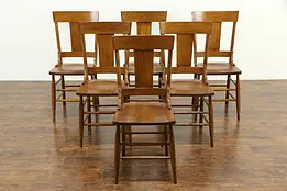 Set of 6 Craftsman Quarter Sawn Oak Antique Dining Chairs, Richardson #33410