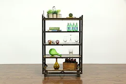 Iron Industrial Salvage Antique Shelf Unit, Bookcase, Wine or Pantry Rack #33453