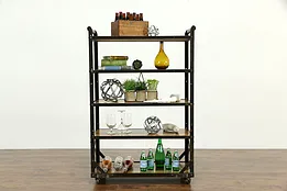 Iron Industrial Salvage Antique Shelf Unit, Bookcase, Wine or Pantry Rack #33454