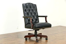 Tufted Leather Vintage Swivel Adjustable Desk Chair, Jasper #33455