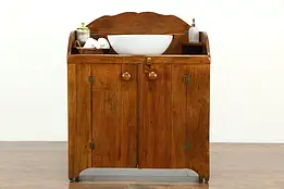 Country Walnut Antique Kitchen Pantry Dry Sink  #33456