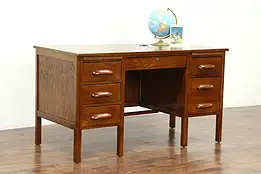 Midcentury Modern 1940's Vintage Solid Oak Office or Library Desk  #33469