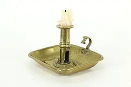 Brass Antique Chamber Stick or Candle Holder with Pusher #33720