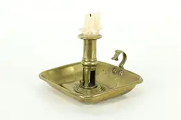 Brass Antique Chamber Stick or Candle Holder with Pusher #33720