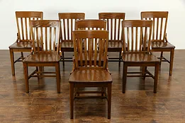 Set of 8 Vintage Oak Dining, Conference or Boardroom Chairs #33777