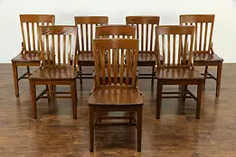 Set of 8 Vintage Oak Dining, Conference or Boardroom Chairs #33777